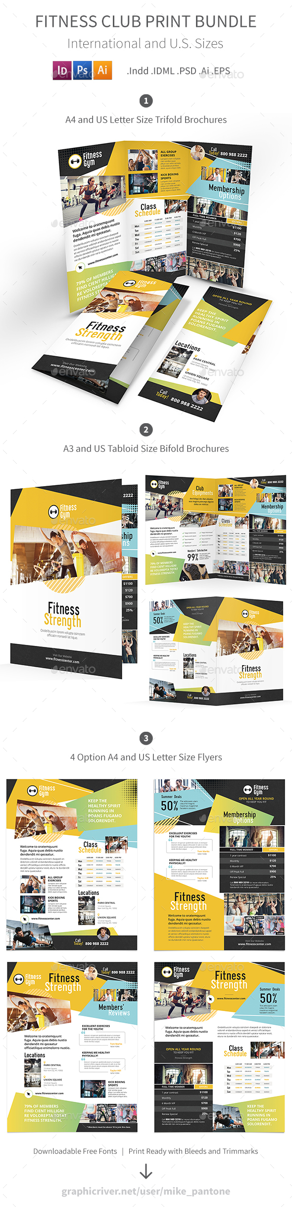 Fitness Club Print Bundle - Informational Brochures