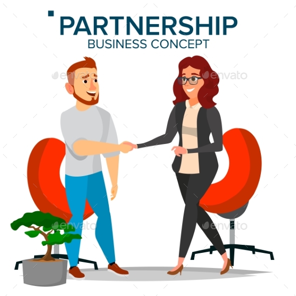 Business Partnership Concept Vector. Business Man - Business Conceptual