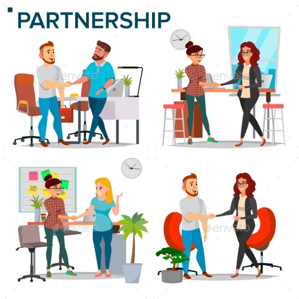 Business Partnership Set Vector. - Business Conceptual