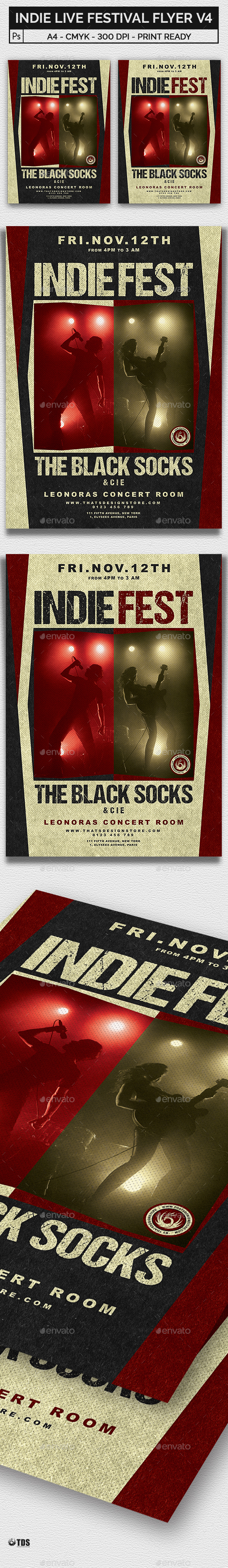 Indie Live Festival Flyer Template V4 - Concerts Events