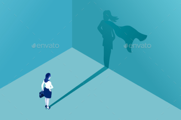 Businesswoman Superhero Shadow - People Characters