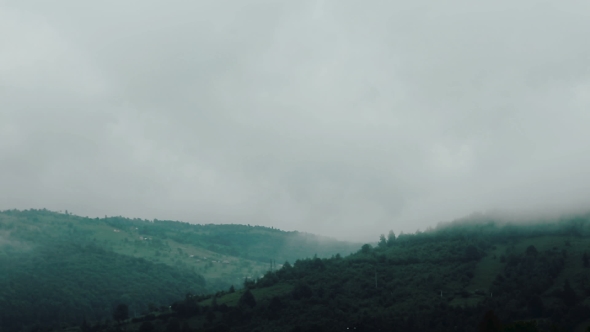 Foggy Mountain Landscape Carpathians,Ukraine, Europe.