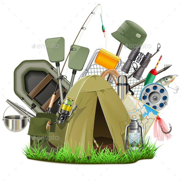 Vector Fishing Camp - Sports/Activity Conceptual
