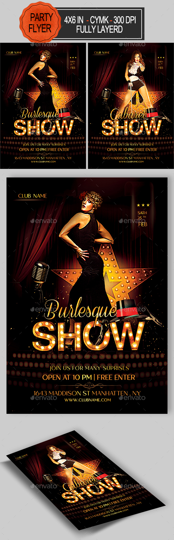 Burlesque Flyer - Clubs & Parties Events