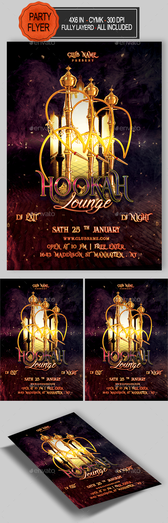 Hookah Flyer - Clubs & Parties Events