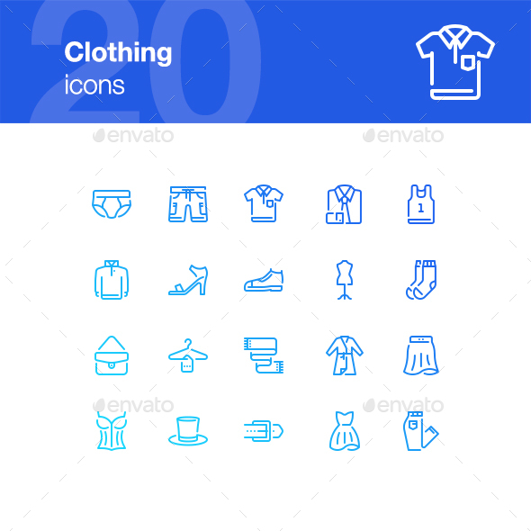 20 Clothing icons - Man-made objects Objects