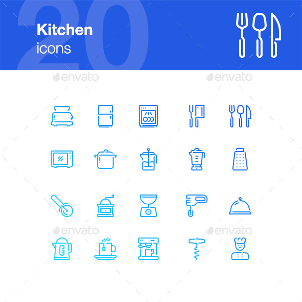 20 Kitchen Icons - Objects Icons