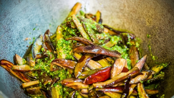 Spread Fried Eggplant in a Vat