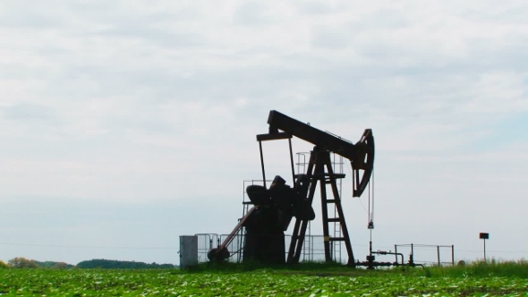 Oil-producing Station on a Green Glade