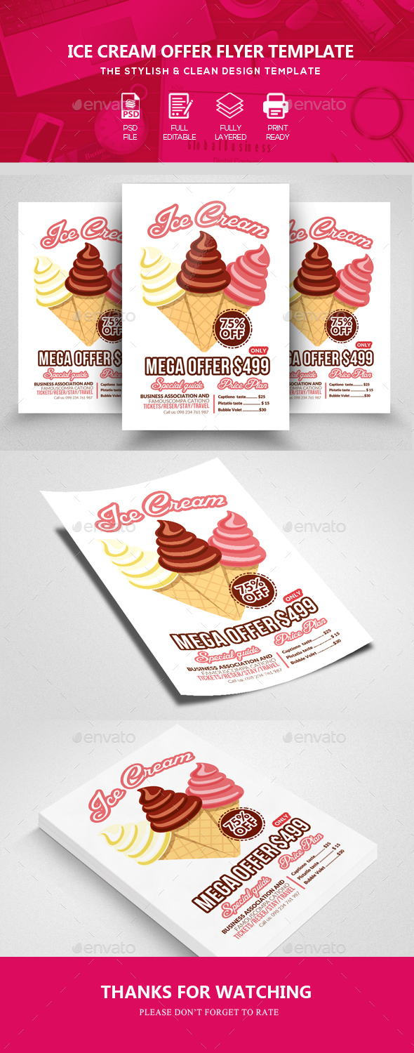 Ice Cream Menu Flyer - Flyers Print Templates