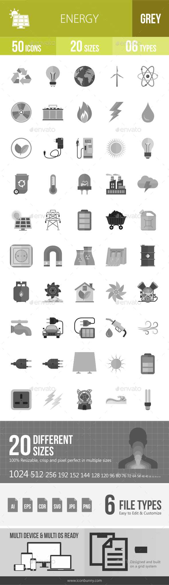 50 Energy Grey Scale Icons - Icons