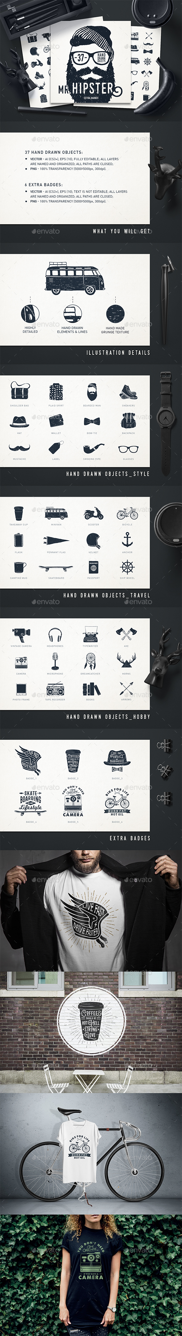 Mr.Hipster 37 Hand Drawn Objects - Miscellaneous Conceptual