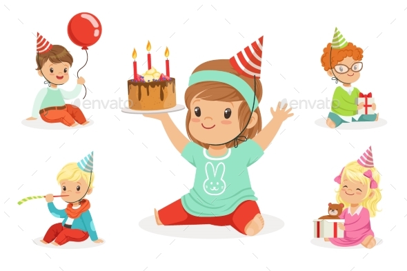 Little Children Birthday Celebration Party - People Characters