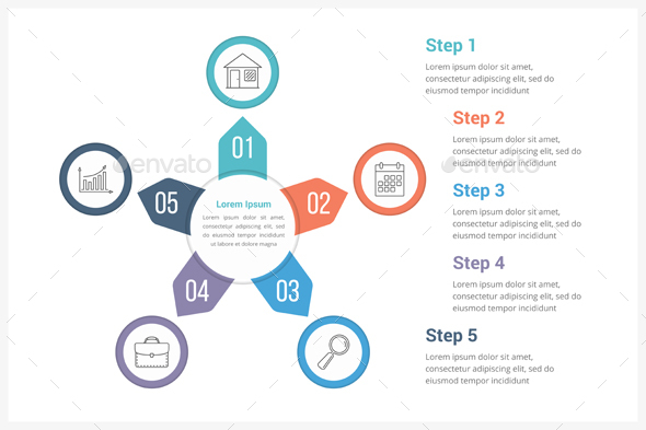Circle Infographics with Five Elements - Infographics