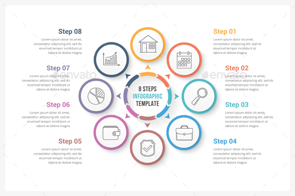 Circle Infographics with Eight Elements - Infographics
