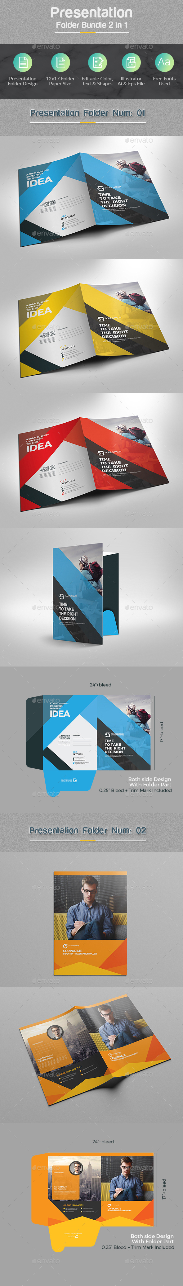 Presentation Folder Bundle 2 in 1 - Stationery Print Templates