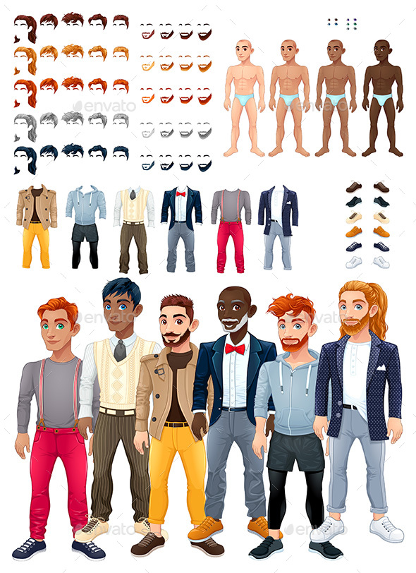 Dresses and Hairstyles Game with Male Avatars - People Characters