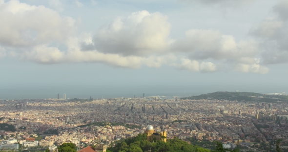 Barcelona Panoramic Aerial View From Tibidabo Mountain. alt