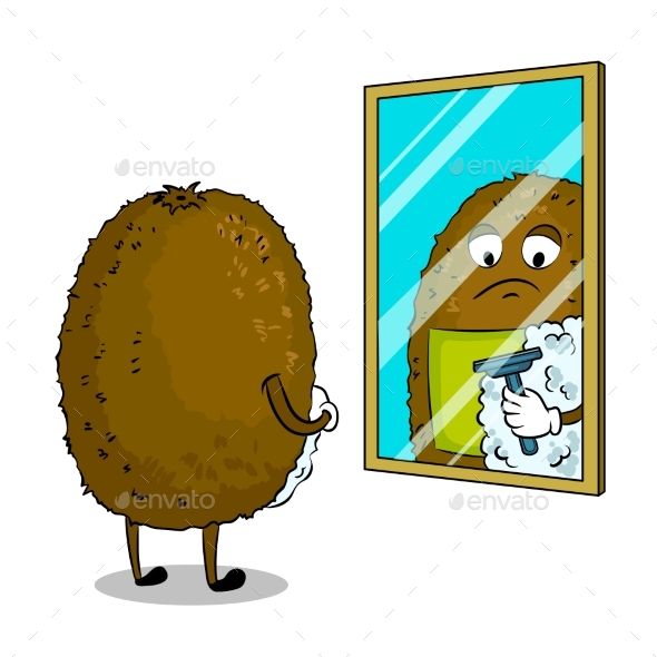 Kiwi Fruit Shaves Pop Art Vector Illustration - Food Objects