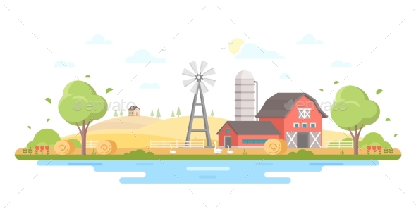 Country Life - Modern Flat Design Style Vector - Buildings Objects