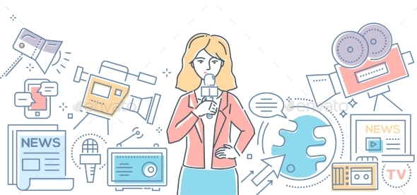 Mass Media Today - Modern Line Design Style - Industries Business