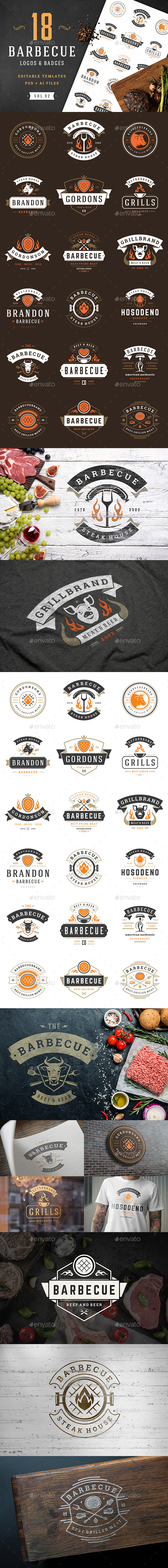 18 Barbecue Logos and Badges - Badges & Stickers Web Elements