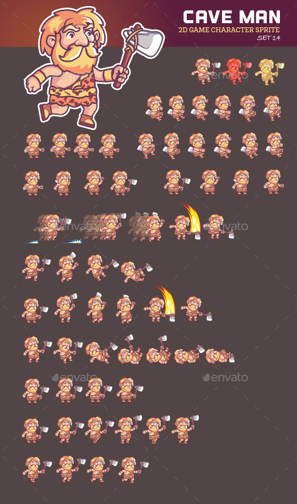 Cave Man Game Sprite - Sprites Game Assets