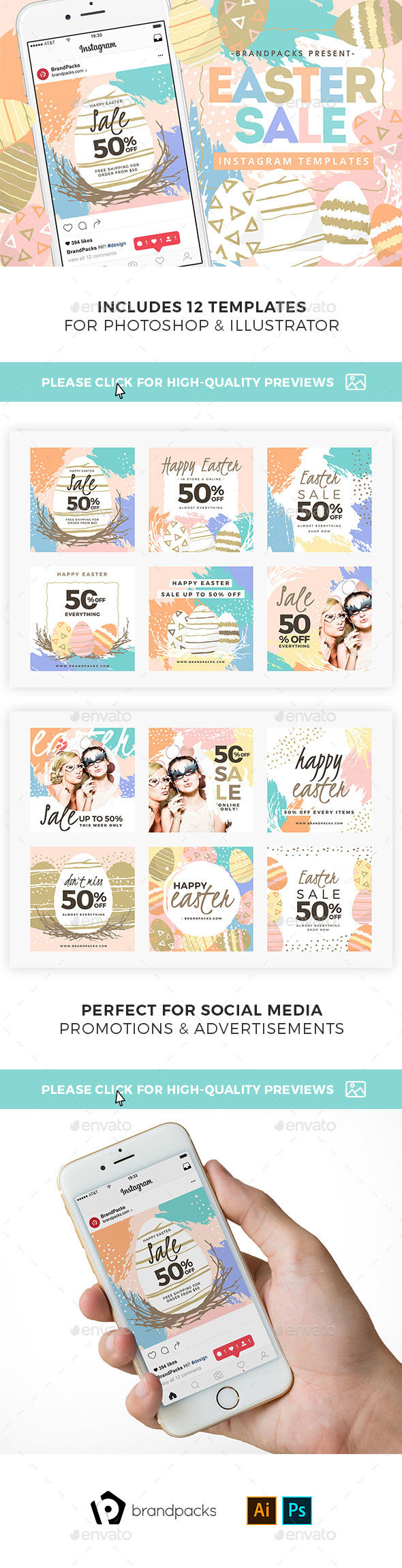 Easter Social Media Templates - Social Media Web Elements