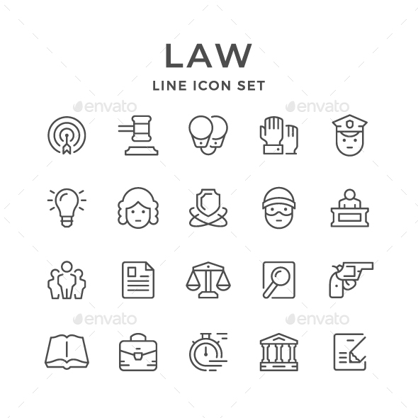 Set Line Icons of Law - Man-made objects Objects