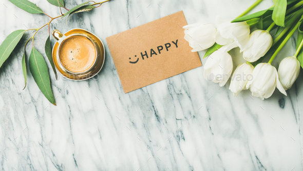 Feminine morning layout with coffee - Stock Photo - Images