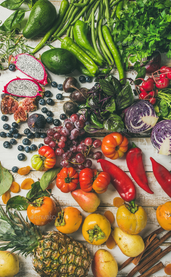 Helathy raw vegan food cooking background, close-up - Stock Photo - Images