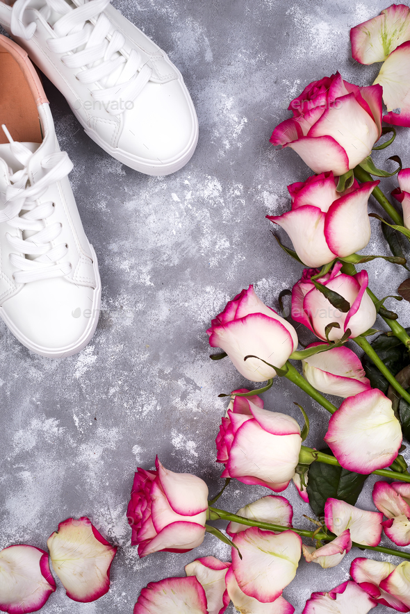 roses and fashionable shoes - Stock Photo - Images