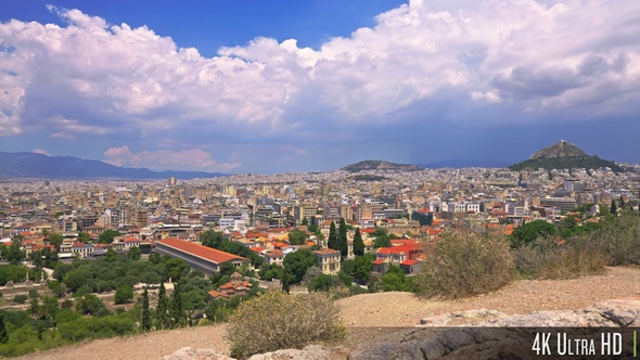 4K Cityscape of Athens, Greece including the Ancient Agora of Athens alt