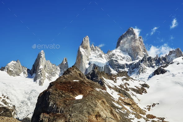 Fitz Roy Mountain Range, Argentina. - Stock Photo - Images