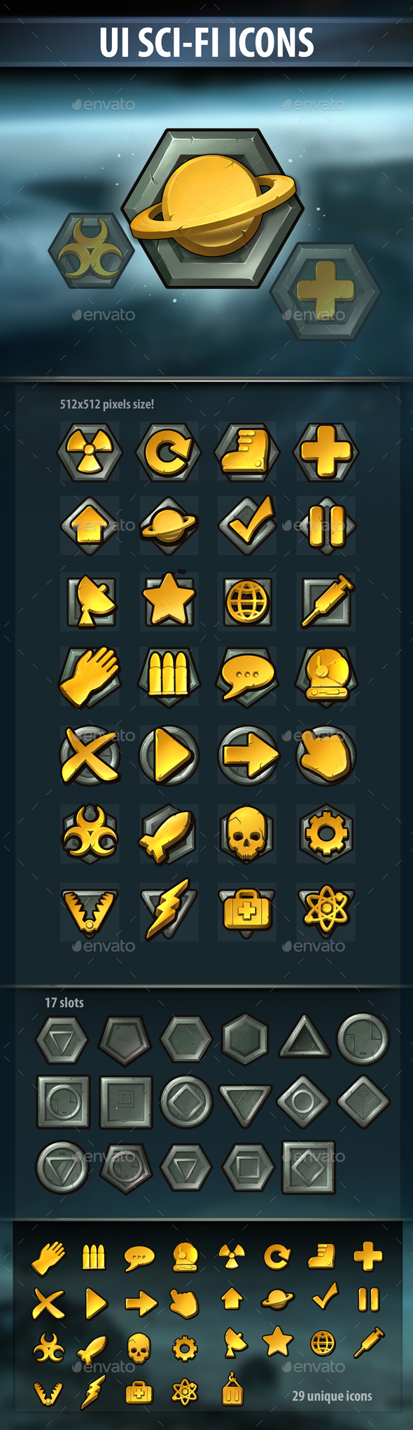 UI Sci-Fi Icons - User Interfaces Game Assets