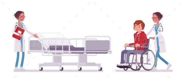 Female Doctor and Hospitalized Patient - Health/Medicine Conceptual