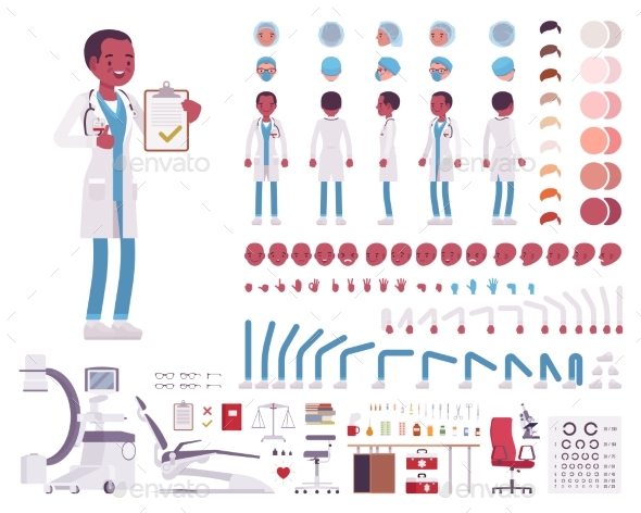 Male Doctor in White Clinic Uniform Character - Health/Medicine Conceptual