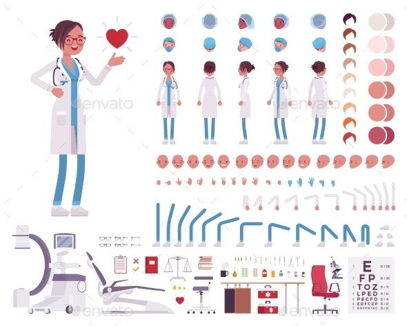 Female Doctor in White Clinic Uniform Character - Health/Medicine Conceptual