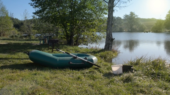 Rubber Boat on Pond