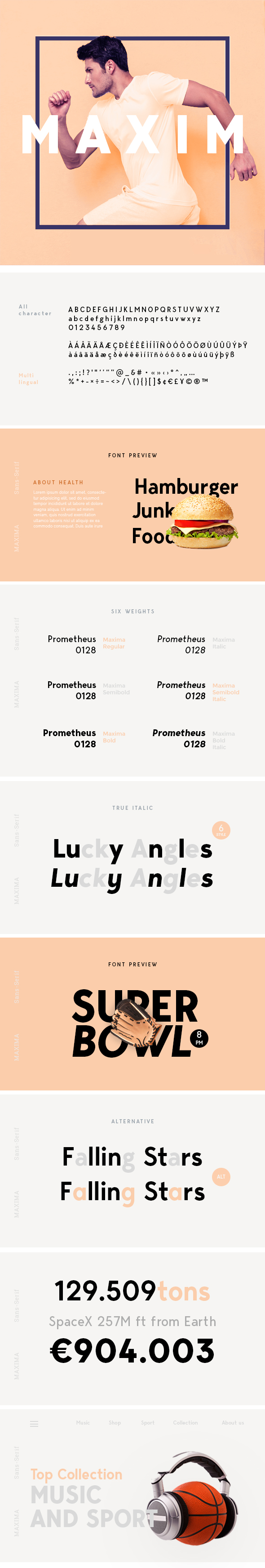 Maxim Sans Serif - Geometric Bold Fashion Headline, Title Font - Sans-Serif Fonts