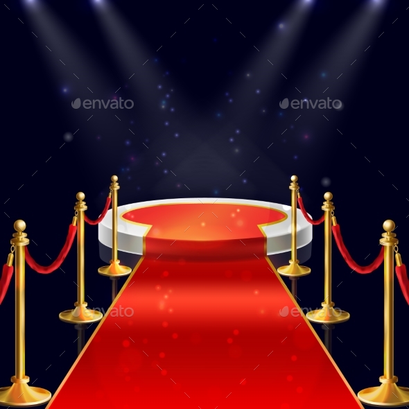 Vector Podium with Red Carpet - Backgrounds Decorative