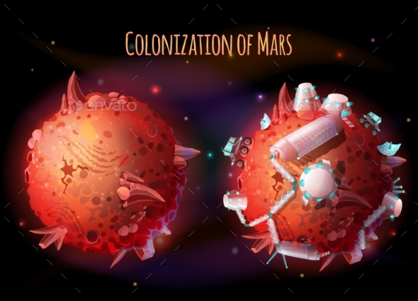 Colonization of Mars Vector Concept Illustration - Travel Conceptual