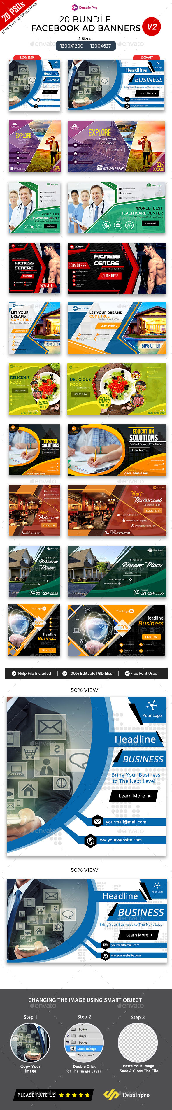 20 Facebook Ad Banners V2 Bundle - AR