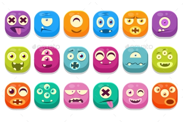 Colorful Buttons Emoticons - Miscellaneous Vectors