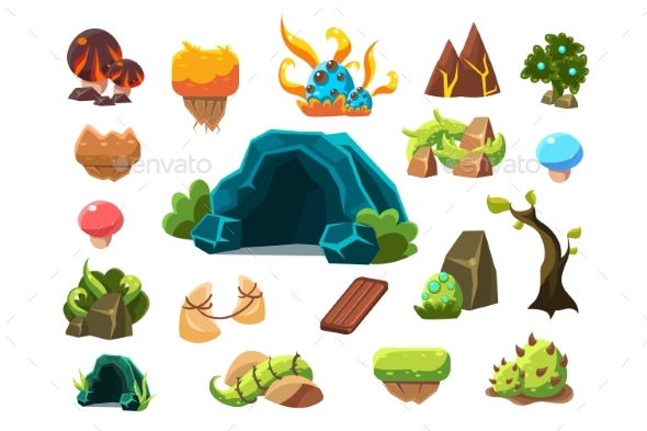 Fabulous Cave, Trees, Plants, Mushrooms, Design - Flowers & Plants Nature