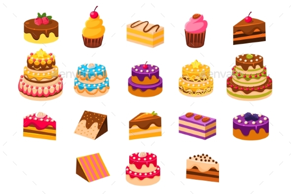 Cakes Sett, Sweet Dessetrts, Baked Cakes - Seasons/Holidays Conceptual