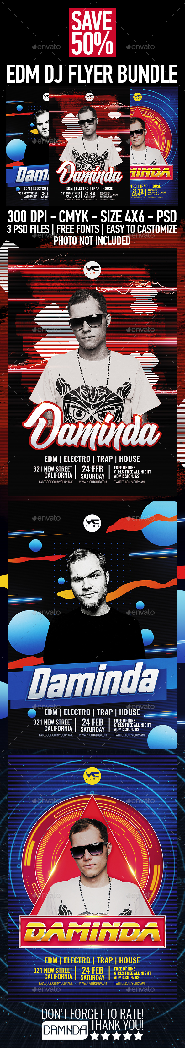 EDM Dj Flyer Bundle 4 - 2018 - Clubs & Parties Events