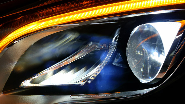 LED Headlight of a Car Shining 4K
