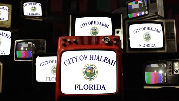 Flag of Hialeah, Florida, on Retro TVs.