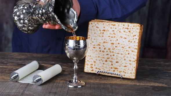 Still-life with Wine and Matzoh Jewish Passover Bread alt